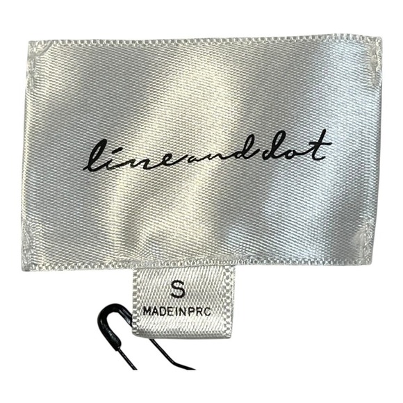 Line & Dot Mini Dress Womens Small White Puff Sleeve Babydoll Tie Front Revolve - Picture 6 of 9